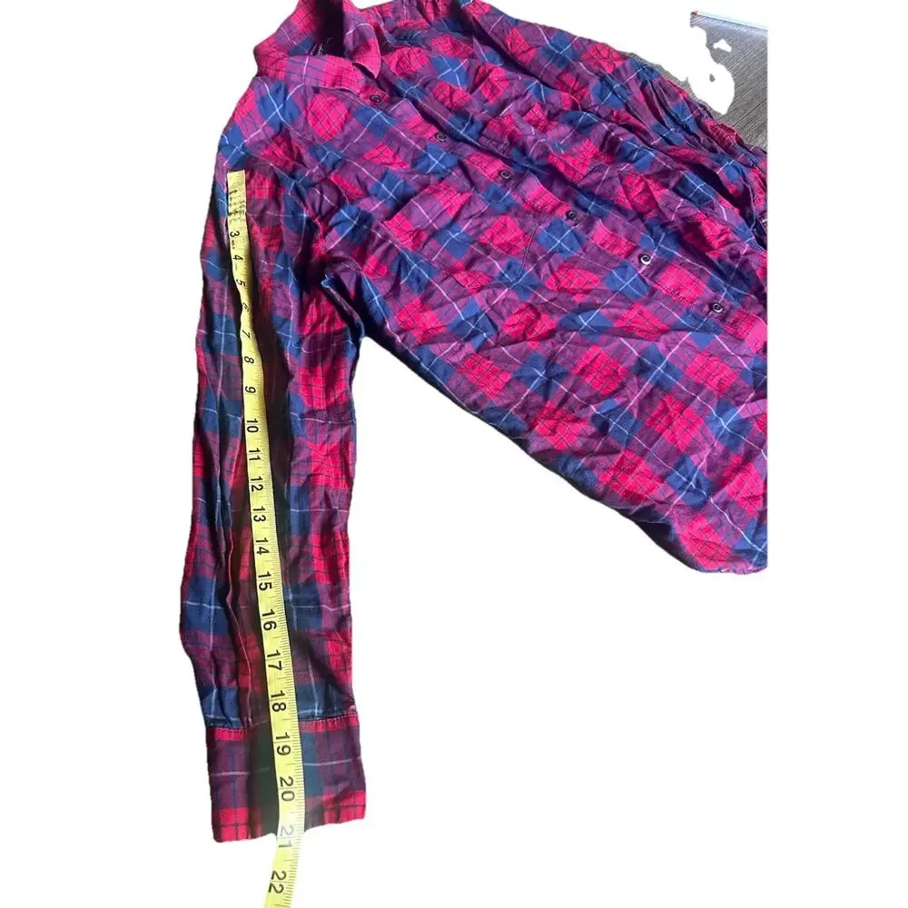 J.Crew Boy Fit Women's Size M Red / Blue Plaid Button-Up 100% Cotton Shirt - Picture 10 of 16
